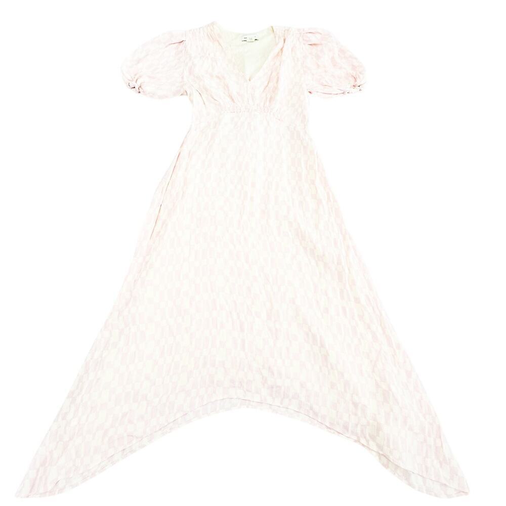 Club Monaco Short Sleeve Checkered Plaid Pink Cream Dress Size 6